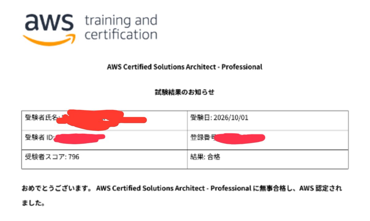 zeLy_0705's tweet photo. AWS SAP合格したぜい！！！
本名バチバチに乗ってたから再掲 https://t.co/vTZRTKGb7S