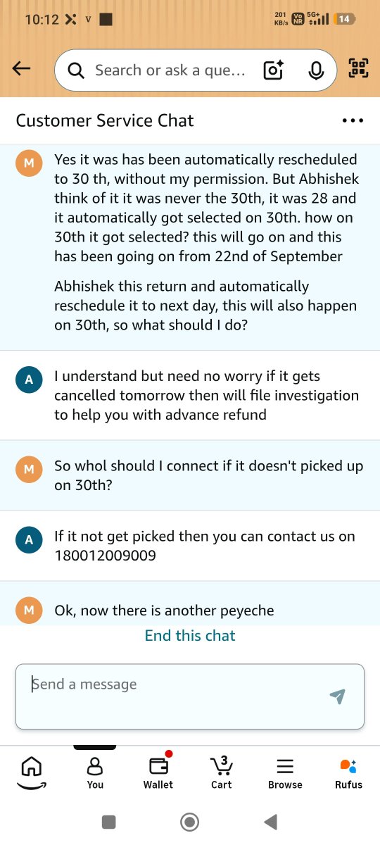 sohailcodes23's tweet photo. @amazonIN @amazon Yesterday, your associate clearly said that if the return wasn’t picked up by 30 Sep, I should raise it and an advance refund would be provided.

Today, your supervisor says no such refund will be given?

How pathetic and low can this go? Attached the screenshot https://t.co/unCwGCUH9K