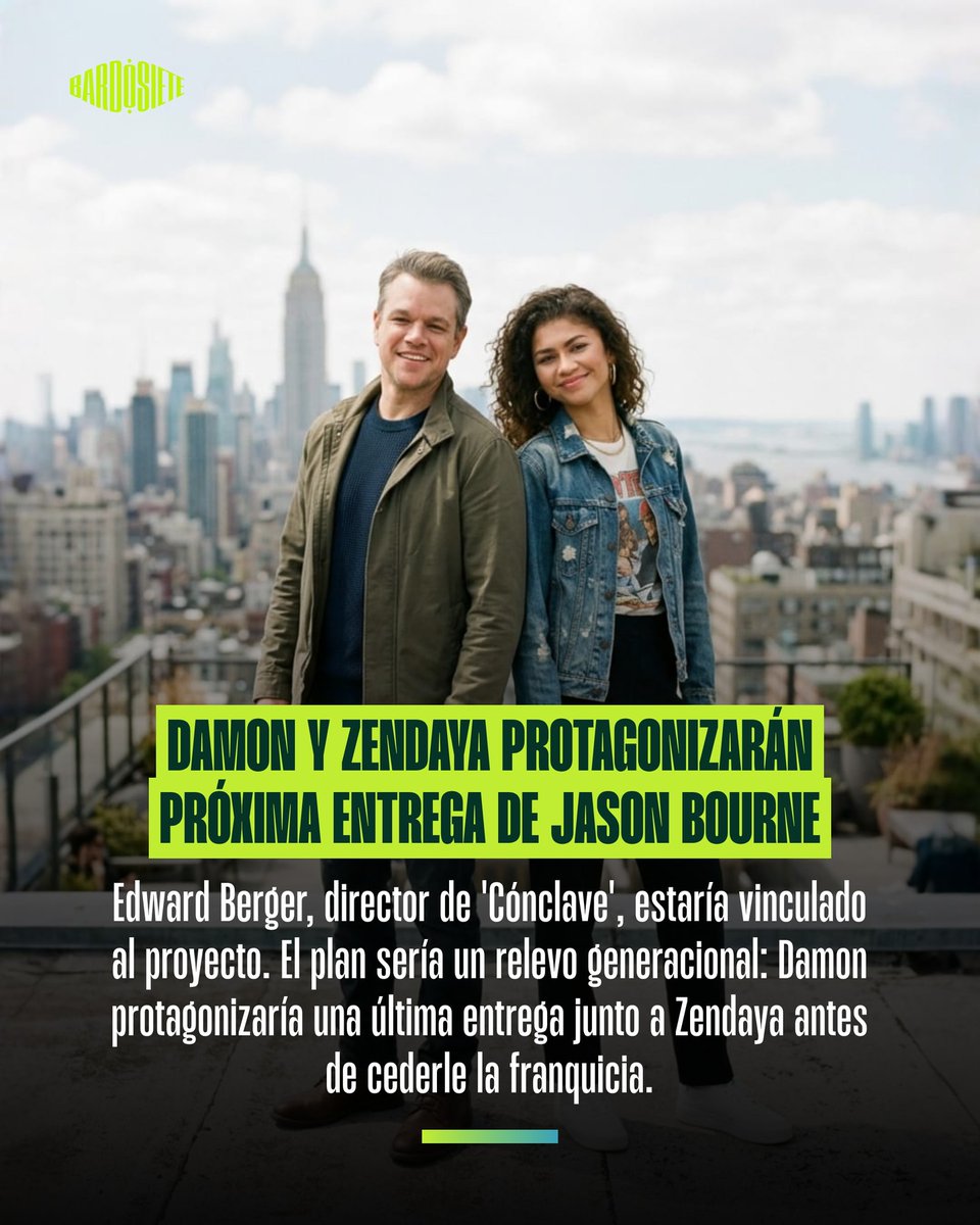 Alonzo080's tweet photo. Matt Damon and Zendaya will reportedly star in the next Jason Bourne film. Edward Berger, director of Conclave, is said to be involved. Damon may lead one final installment before passing the franchise to Zendaya. https://t.co/Akwk8DywHQ
