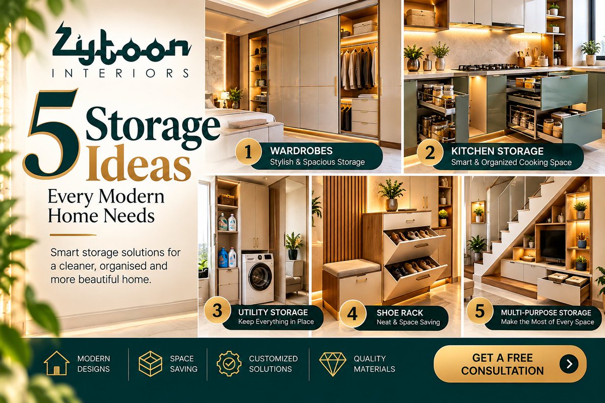 ZytoonL's tweet photo. 🗄️✨ 5 Storage Ideas Every Modern Home Needs!
#ZytoonInteriors #StorageIdeas #HomeStorage #SmartStorage #WardrobeDesign #KitchenStorage #UtilityRoom #ShoeRackDesign #HomeInteriors #InteriorDesign #ModularInteriors #SpaceSavingDesign #OrganizedHome #ModernHome #BangaloreInteriors https://t.co/a75LzWNV90