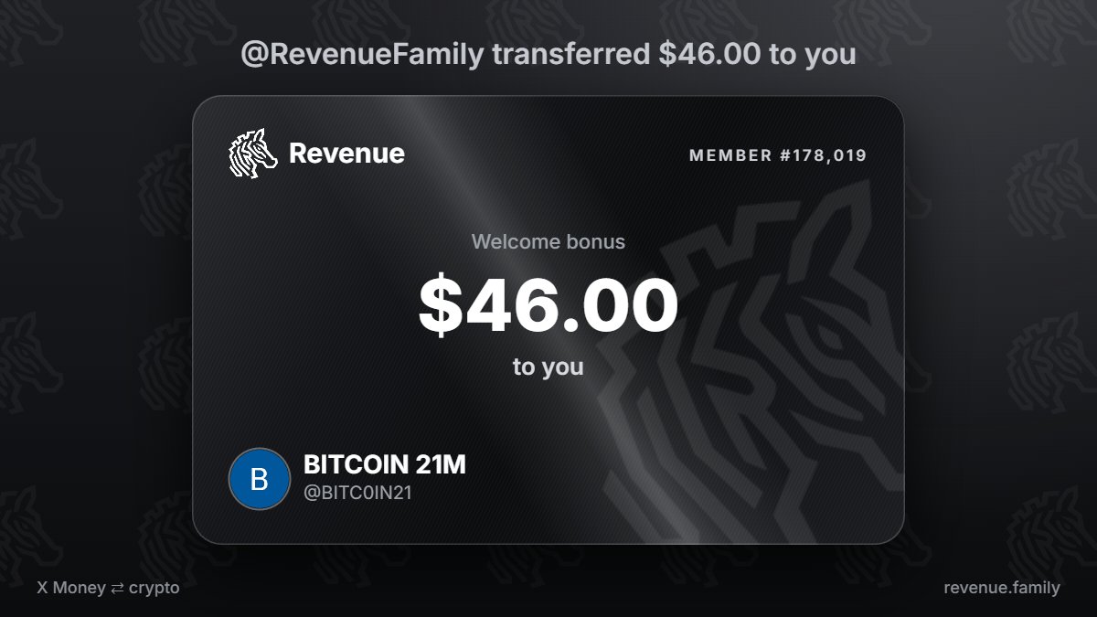 BITC0IN21's tweet photo. @RevenueFamily First money here: $46.00 from @RevenueFamily https://t.co/5FnHXBhtZ3