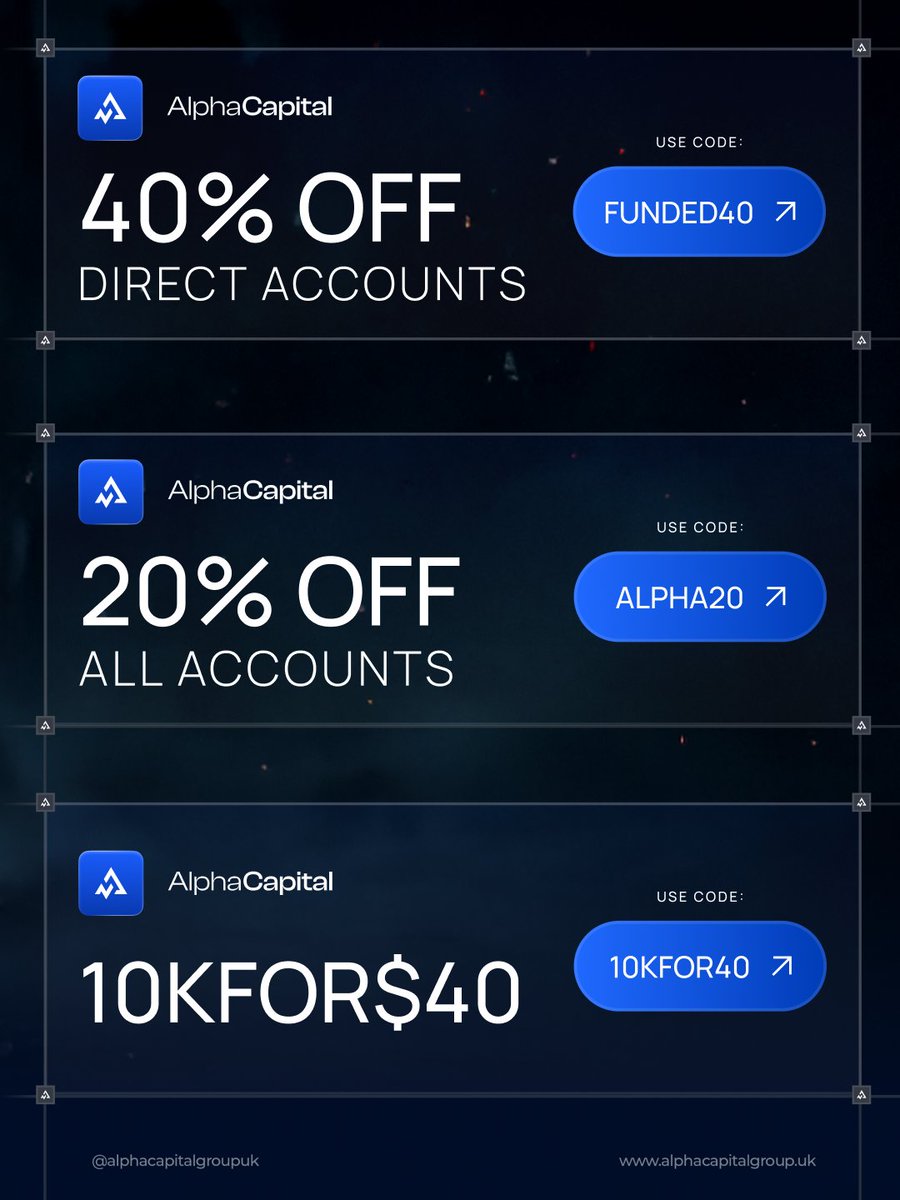 AlphaCapitalUK's tweet photo. Trick or treat? 👻 Only treats over here.

Swipe to reveal October's promos:

🎃 40% OFF Direct Accounts with code FUNDED40
🎃 20% OFF All Accounts with code ALPHA20
🎃 A $10K Evaluation for just $40 with code 10KFOR40

Pick your treat and head to https://t.co/SXbTUKcc5b https://t.co/UjTtbO9Eoy
