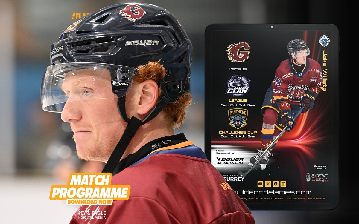 flamesicehockey's tweet photo. Our digital match programme for this weekends fixtures is now ๐๐๐ฉ๐! ๐ฅ
Catch up on all things Flames & get your copy here! ๐
๐ฐ https://t.co/zXQh6j9Plh
#Guildford | #FlamesIHC | #IceHockey | #BringThatFire https://t.co/ZM1So1tcls