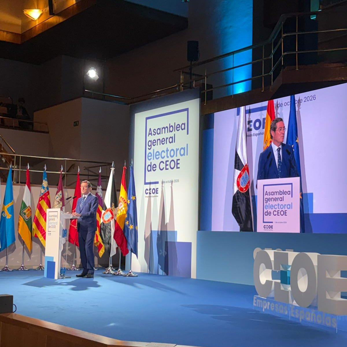 CIEMBadajoz's tweet photo. 👏 Enhorabuena a Antonio Garamendi y los mejores deseos tras su reelección como presidente de @CEOE_ES en la Asamblea General Electoral de hoy.

#CIEM ha estado representada por su presidente, José Luis Iniesta, y los vicepresidentes @Candelaria_Carr  #ATA y @pantin77 @ASPREMETAL https://t.co/3FvWW3q5xk
