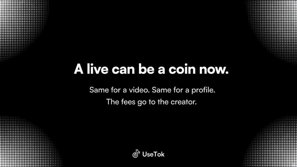 UseTokPaid's tweet photo. A live can be a coin now.

Same for a video. Same for a profile.

The fees go to the creator. https://t.co/vaD5zv9YsZ