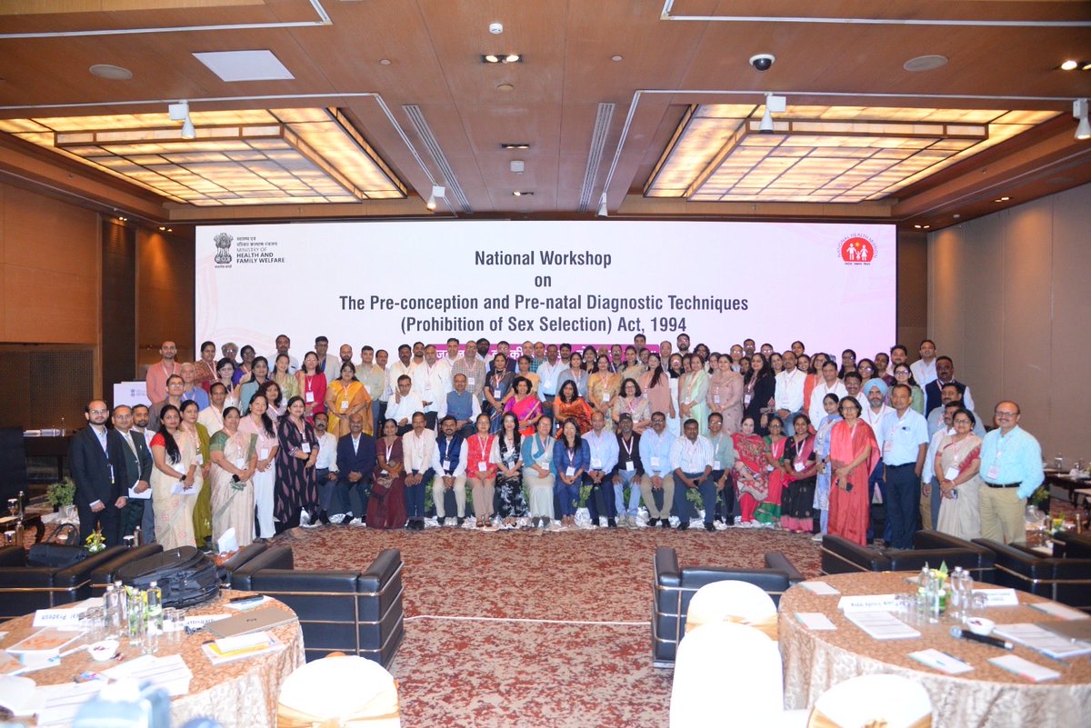 MoHFW_INDIA's tweet photo. Union Ministry of Health & Family Welfare Organises National Workshop to Strengthen Implementation of PC&PNDT Act

PC&PNDT Act Enforcement Must Go Hand-in-Hand with Sustained IEC to Promote the Equal Value of Girl Child: Smt. Aradhana Patnaik, Additional Secretary & Mission Director (NHM)

National Sex Ratio at Birth Rises from 898 to 918 Females per 1,000 Males: AS & MD, NHM

Workshop brings together representatives from all States and UTs to strengthen regulatory compliance, digital governance and enforcement against sex selection

#HealthForAll 

https://t.co/qFxhvVWKpI