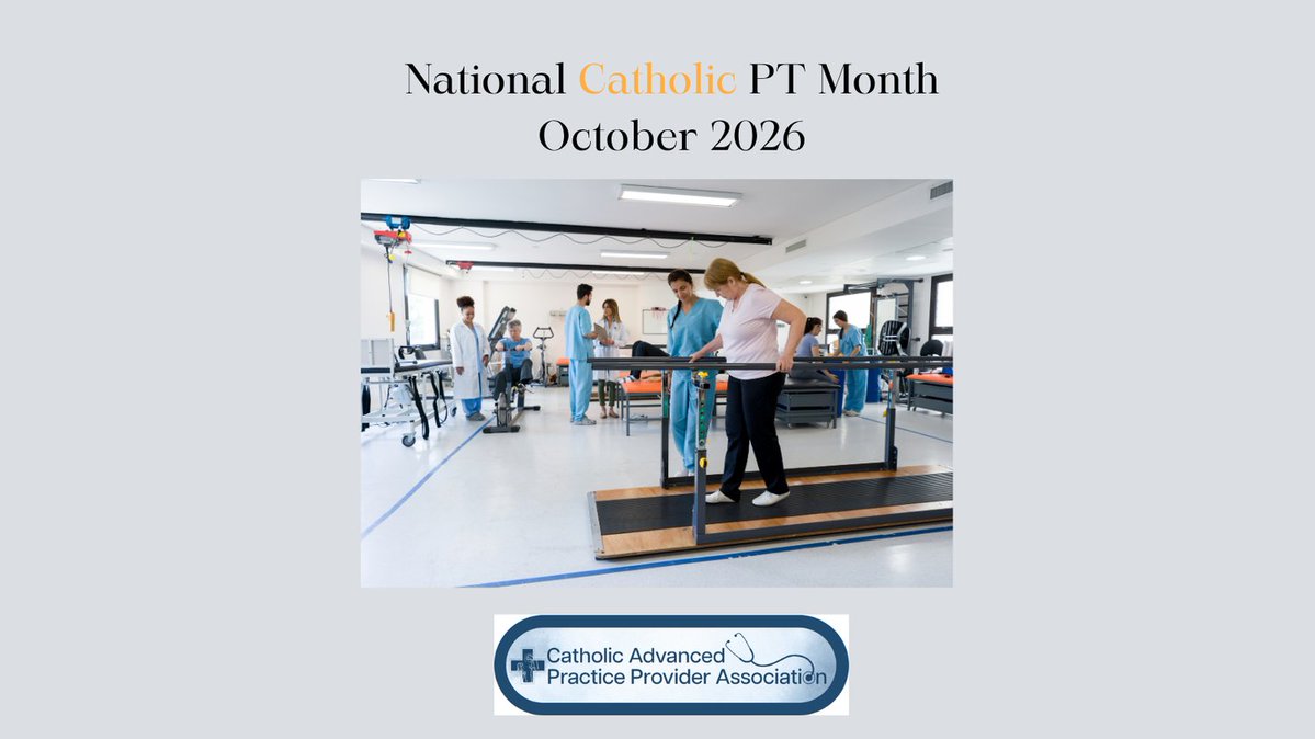 Catholic_appa's tweet photo. October marks the beginning of National PT month and at CAPPA, we celebrate National Catholic PT month.  Thank you for all that you do for your patients.  May God bless you in a special way this month.
#NationalPTMonth #CatholicPT #faithandmedicine https://t.co/Tpi3X4cF7m