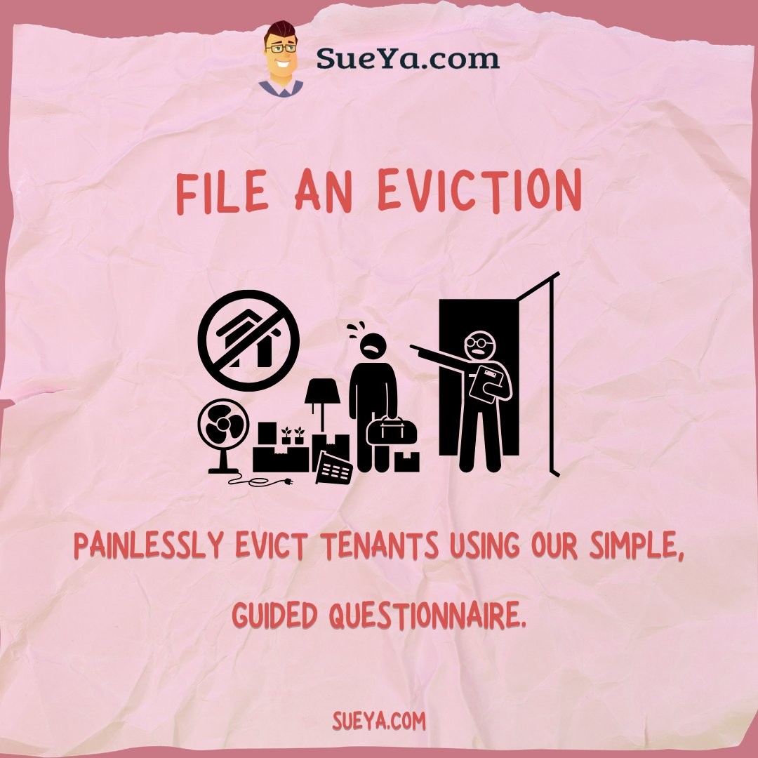 sueyadotcom's tweet photo. File an eviction with ease. Our guided process helps landlords file, track, and manage eviction matters online. Batch processing is also available.
https://t.co/cPDPmAdCuI
.
.
.
#SueYa #Eviction #Landlords #LegalProcess #California https://t.co/pel9ThlXuM