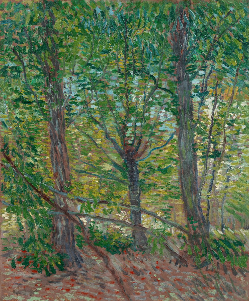 vangoghmuseum's tweet photo. Who needs a little break? 🌿
Let's wander through these woods for a moment, as Vincent saw them.

'Sometimes it's precisely those spots where one no longer feels anything of what's known as the civilized world ... sometimes it's precisely those spots that one needs to achieve calm.' Can you relate to what Vincent wrote? 

1 ‘Path in the Woods’, 1887 © Van Gogh Museum
2 ‘Trees’, 1887 © Van Gogh Museum
3 ‘Undergrowth’, 1887 © Van Gogh Museum
4 ‘Trees and Undergrowth’, 1887 © Van Gogh Museum