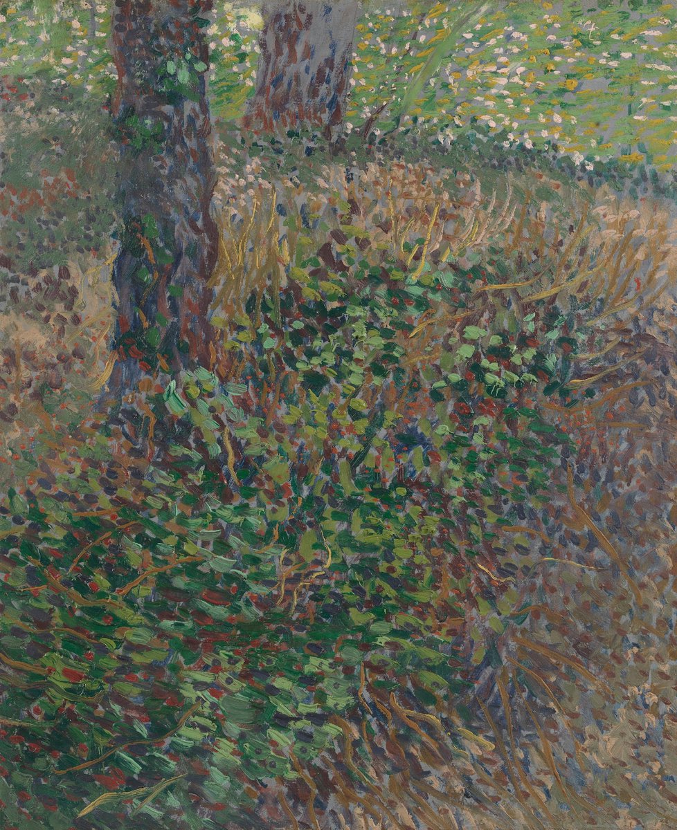 vangoghmuseum's tweet photo. Who needs a little break? 🌿
Let's wander through these woods for a moment, as Vincent saw them.

'Sometimes it's precisely those spots where one no longer feels anything of what's known as the civilized world ... sometimes it's precisely those spots that one needs to achieve calm.' Can you relate to what Vincent wrote? 

1 ‘Path in the Woods’, 1887 © Van Gogh Museum
2 ‘Trees’, 1887 © Van Gogh Museum
3 ‘Undergrowth’, 1887 © Van Gogh Museum
4 ‘Trees and Undergrowth’, 1887 © Van Gogh Museum