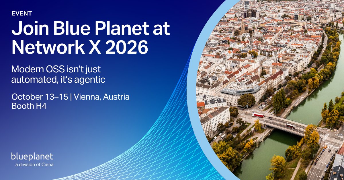 CienaBluePlanet's tweet photo. Meet with Blue Planet at #NetworkX to discuss advancing toward autonomous, intent-driven networks.
Discover how AI-powered lifecycle automation helps service providers deliver services faster, simplify operations, and achieve measurable business outcomes.
Visit our booth to see how our unified, cloud-native platform brings together agentic AI, automation, and intelligence. https://t.co/aTQHRMSNdQ