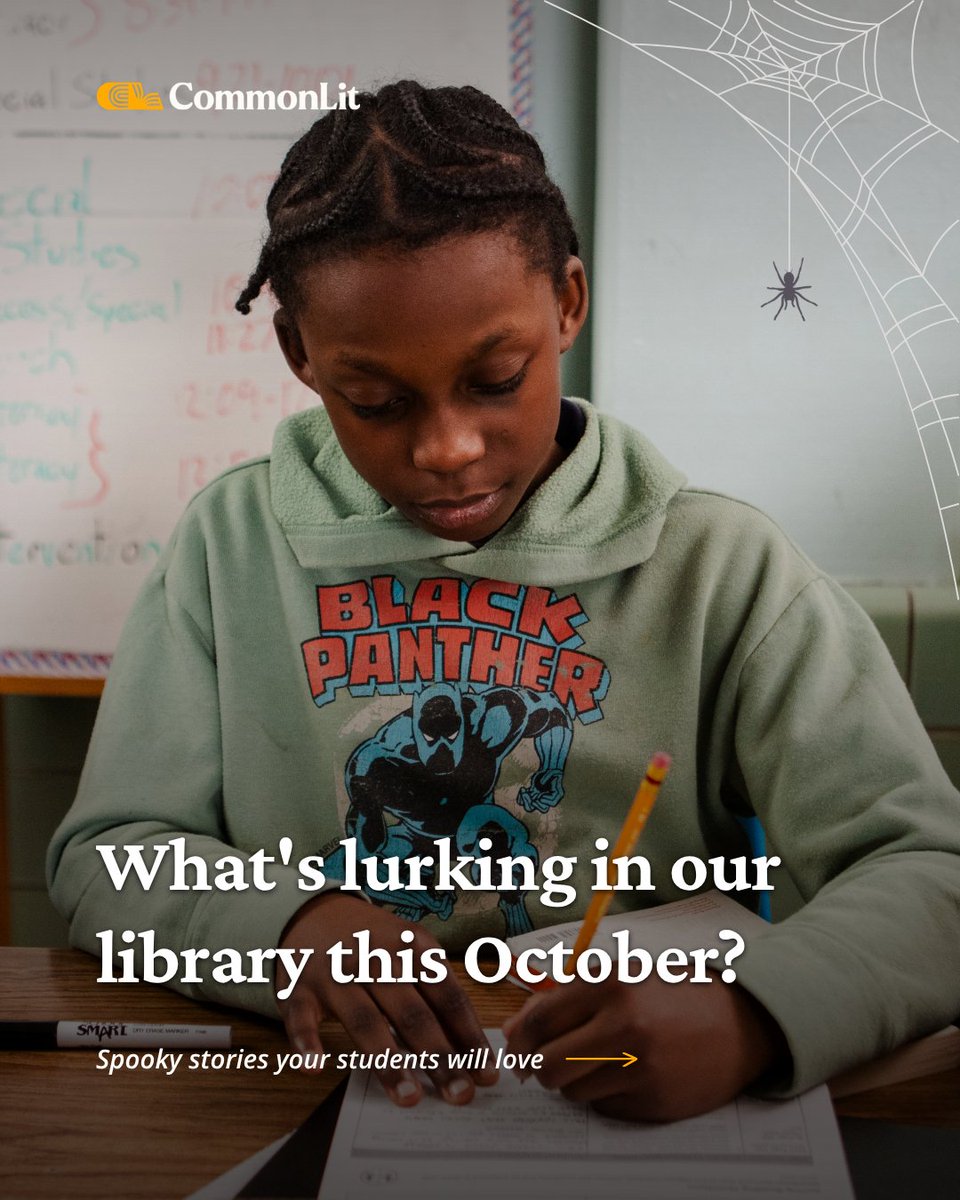 CommonLit's tweet photo. Spooky stories are lurking in our library…👻 

Our October Text Collection is here with thrilling texts for grades 3-12. Swipe to see a few of our favorites and the free lesson features that come with every text.

Check out the full collection: https://t.co/boKepjtxqz 🎃 https://t.co/ln8Qa9Y0X6