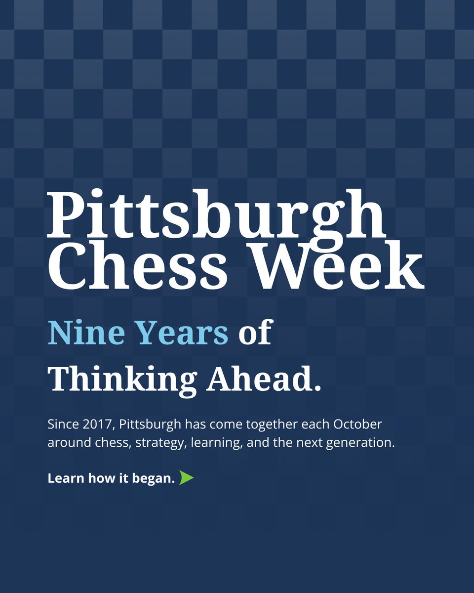 queensgambitpgh's tweet photo. Nine years of thinking ahead. ♟️
What began with a Pittsburgh City Council proclamation in 2017 has grown into a citywide tradition rooted in chess, strategy, learning, and community.
Pittsburgh Chess Week returns Oct. 1–8.
#PittsburghChessWeek #QueensGambit https://t.co/tSq78ZJ8pI