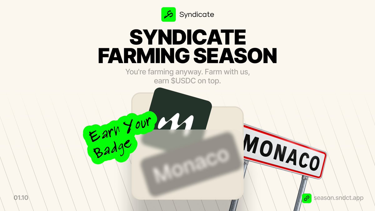 sndcapp's tweet photo. Farming Season's final stop is in Monaco 🏁🌾

Fitting name for the last drop – @MonacoTrading just opened its public testnet, and you're early on it 👇

https://t.co/AO4rTvByRB

This is the final badge of the season 🏁

Connect a wallet, claim test SEI and test USDC from the faucets, deposit, and open positions on the futures markets. 

Everything runs on test funds – free, nothing out of your own pocket.

Grab it, complete your set, and the rewards are almost here. Once the season closes, we split the 1,100 $USDT pool through draws at every level – the more badges you hold, the better your odds.

Don't leave gaps in your set now. The finish line's right there 🥷
