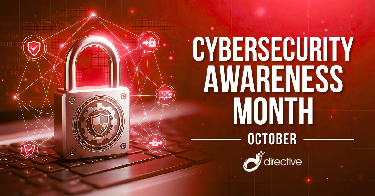 Directive's tweet photo. October is Cybersecurity Awareness Month 🔒 Simple habits like enabling multi-factor authentication and training staff to spot fake emails prevent major business disruptions.  

Evaluate your digital defense setup here: https://t.co/rPwAbk8MSn https://t.co/dUYNcIZTK4