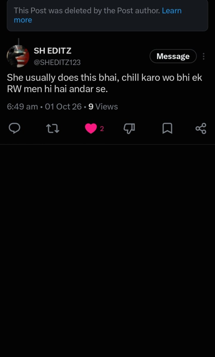 BJPJerusallpl9's tweet photo. @Gargi16191 @bee2wts
@SanatanEdge

WITH PROOF:

So called Right Wing feminists who run a man hating campaign & a bitching space against ALL Hindu Men while labelling them as rapists & abusing them for hours as hosts, WHILE pimping their accounts out to clout farm, from a HINDU MAN's action of saving a hijacked plane.

I deleted my original post plus other negative posts, because her friend requested me to PLEASE do so on the thread as well as on the DMs, since despite having such a small account, my post ratioed her entire space 🤣.

She was literally begging her followers to help her WHILE calling ALL Hindu Men as rapists yesterday in her space alongwith her co-host, and today, she's shamelessly farming clout from an Indian Pilot who saved a flight from being hijacked & got stabbed while defending it. These bitches call themselves RW Hindus, but are no better than illiterate street mufat behenjis ready to pimp themselves for a bit of clout, with the same men, that they were hating, abusing & generalizing against, just hours ago 🥱.

And brother, how much of a simp are you? I literally had pity on her because her friend asked me to delete my posts about her, since it could cause her account & credibility harm.

But in return, instead of settling down, she's pretending like she won and is abusing me in the comments, even after I was nice to her & took pity on her little scamming operation of farming Right Wing views & abusing Hindu Men 🫠.