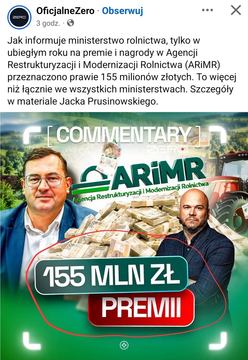 AdamAbramowicz1's tweet photo. Gdybyście nie wiedzieli na co rząd potrzebuje pieniędzy to już wiecie. W 2025 r. wypłacono 155 mln premii dla urzędników ARiMR. KAS poszukuje tych niezbędnych środków na bazarach, dożynkach i w pizzeriach. https://t.co/YfuchSC3Cm