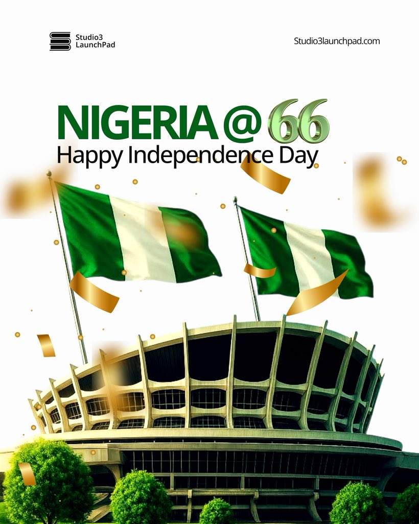 Studio3HQ's tweet photo. 66 years of independence. ๐ณ๐ฌ๐
Today, we celebrate Nigeria, her people, her resilience, her creativity, and the limitless potential of what we can build together.
Happy Independence Day, Nigeria! ๐ณ๐ฌโจ
#NigeriaAt66 #IndependenceDay #Studio3LaunchPad https://t.co/5CBb6gEK81