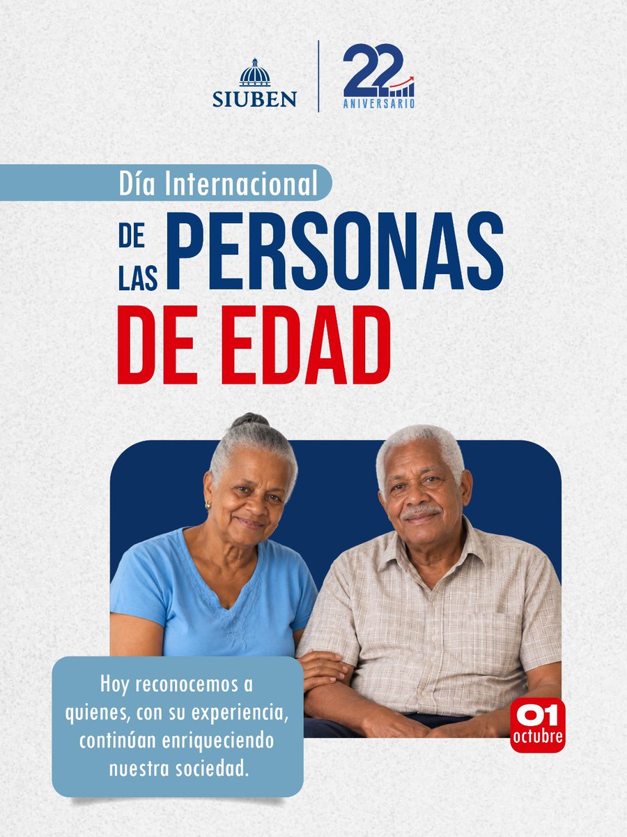 SiubenRD's tweet photo. Hoy conmemoramos el Día Internacional de la Personas de Edad.

En el SIUBEN reconocemos su valor, por eso, trabajamos cada día en la identificación de los hogares donde residen adultos mayores en condiciones de vulnerabilidad.

#SIUBEN #ProtecciónSocial #DíaDelAdultoMayor https://t.co/AkrchicAd7