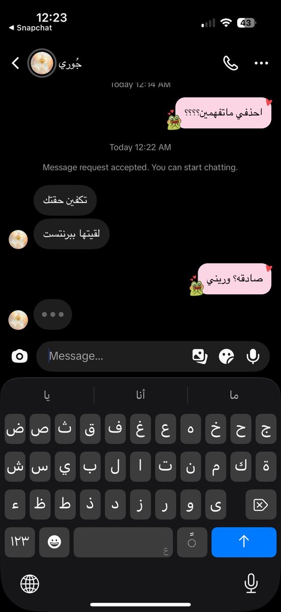 eurloa's tweet photo. في وحده ارسلت لي هالمحادثه مت ضحك طيب ليه هالخوف كله وانتي الي جبتيها لنفسك تستاهلين محد قالك تعادين بنات جنسك
#٢٠٣٠_بلا_نقاب1 https://t.co/o3s5xXLxpK
