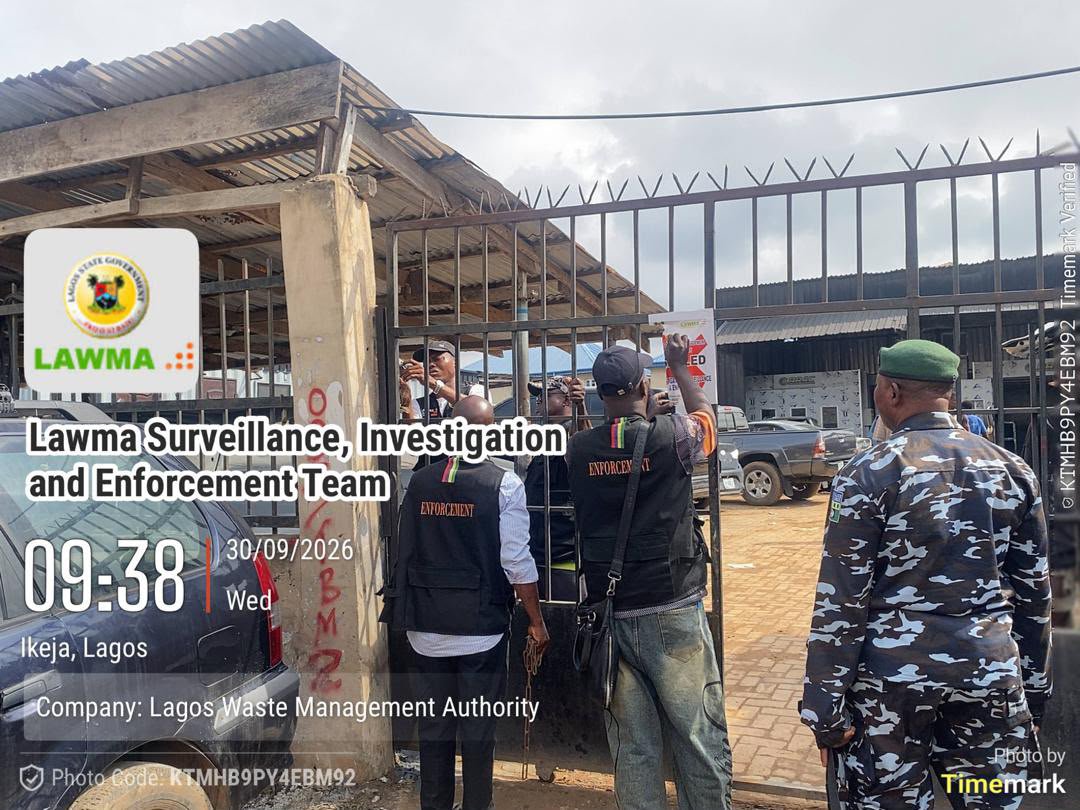 IamAhmadShooto's tweet photo. LAWMA Project WISE Seals Three Facilities, Sustains Monitoring of Cleared Blackspots Across Lagos

… Enforcement team intensifies zero-waste tolerance drive, monitors Egbe-Isolo median, Pangrooove, Obanikoro corridors

@muyiwag
#CleanerLagos #LAWMA 

https://t.co/ukKPeuVpgo https://t.co/ejTYWRbGi4