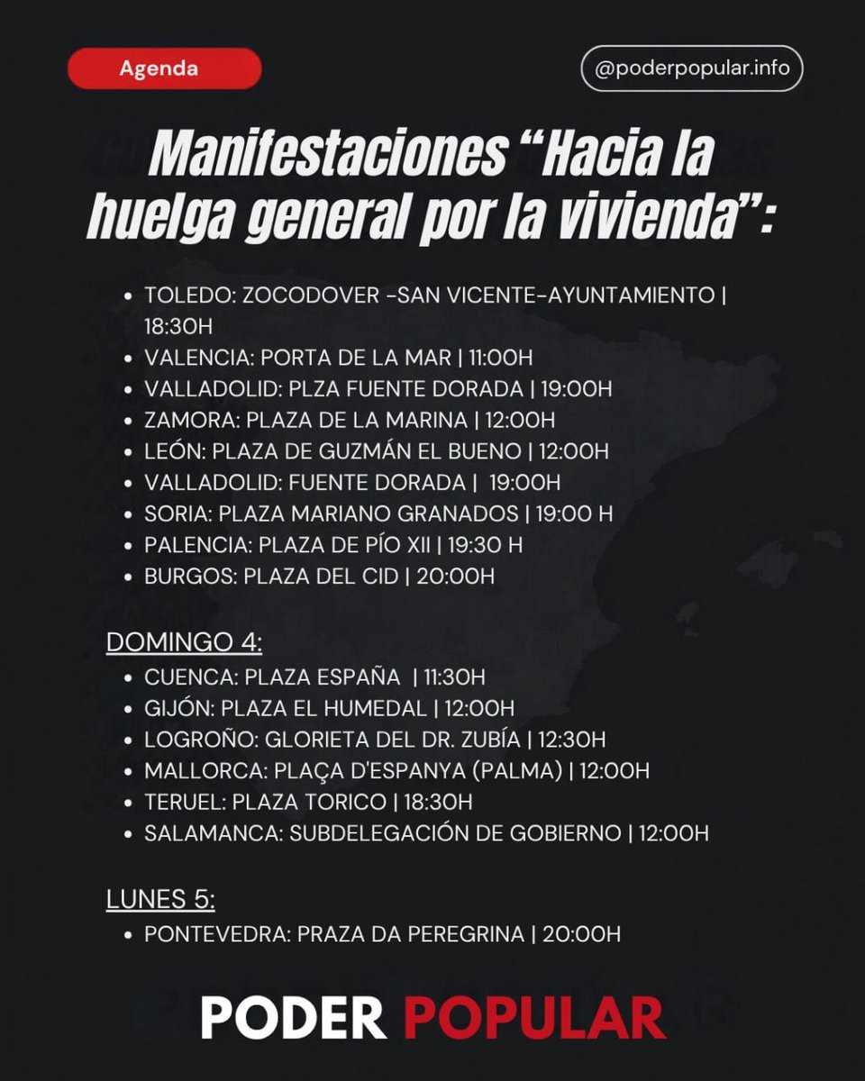 PoderPopularWeb's tweet photo. 🗣 Las movilizaciones por la vivienda de extienden a más de 30 ciudades bajo el lema: "𝐇𝐚𝐜𝐢𝐚 𝐥𝐚 𝐡𝐮𝐞𝐥𝐠𝐚 𝐠𝐞𝐧𝐞𝐫𝐚𝐥" se extienden por todo el Estado.

📰Noticia completa: https://t.co/GBmjokxNty https://t.co/snr6mKhSaz