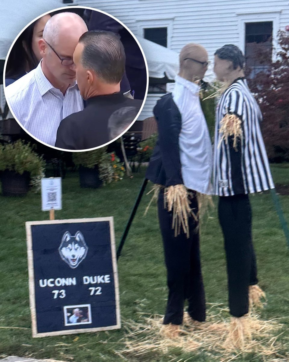 Norsk2u's tweet photo. The Hurley scarecrow lol #UConn #TheShot #DukeHaunted https://t.co/Q0Mz8ELw03