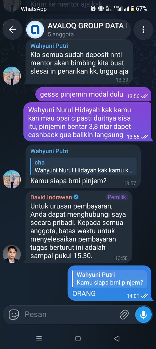 ore0keju's tweet photo. itu dan akhirnya mentor memutuskan untuk satu grup depo sesuai opsi A 3,8jt. Nahh, di sinilah sempet pura-pura pinjem duit ke 2 orang sok have tadi tapi responnya? wkwk 

Jujur dari awal tanya di grup obrolan tele dan orang-orang ini hanya bilang tugas seperti biasa, https://t.co/Kaf6j35KW2