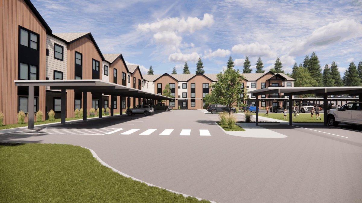 Andersen_Const's tweet photo. We recently broke ground on Trailside apartments in McCall, ID! This project will provide 126 workforce housing units. We're utilizing prefabricated wall panels to stay on schedule and save time and money. https://t.co/bk8w2EML2y