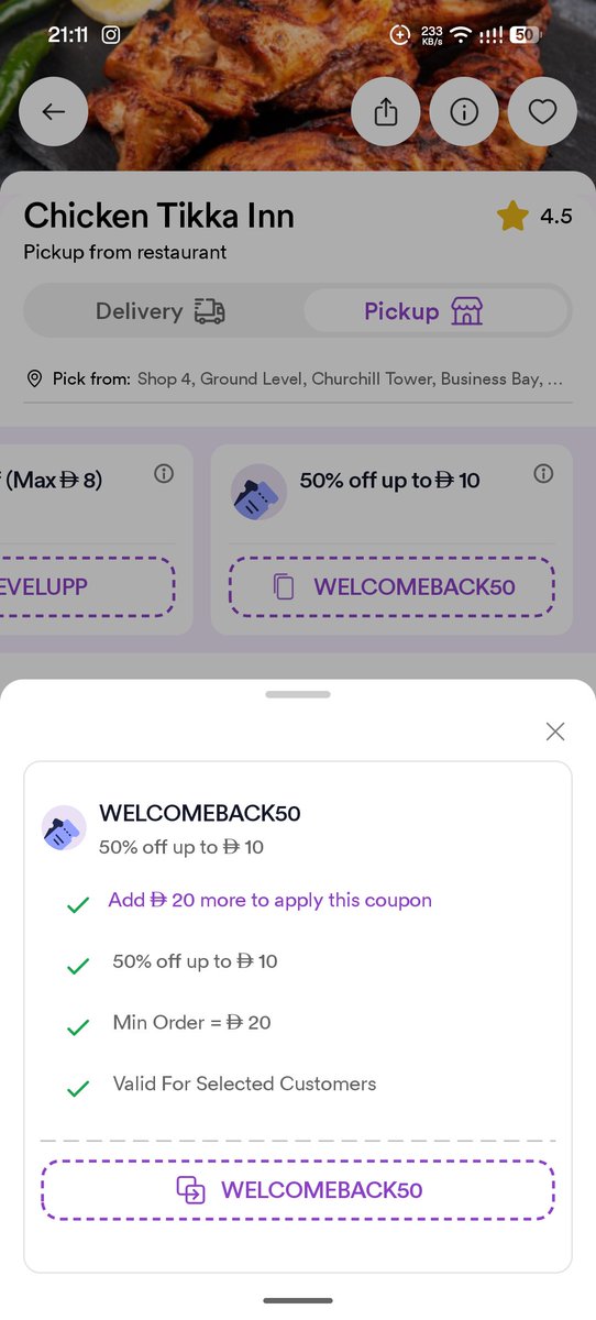 ShutUpArsii's tweet photo. Hey @Smilesuae, why is your app running completely deceptive discount banners? Your homepage explicitly promises 25 AED OFF via code WELCOMEBACK50, but your checkout secretly scales it down and caps it at 10 AED. Your agent Abdelrahman completely stonewalled me and refused help https://t.co/XLO2rlAdyk