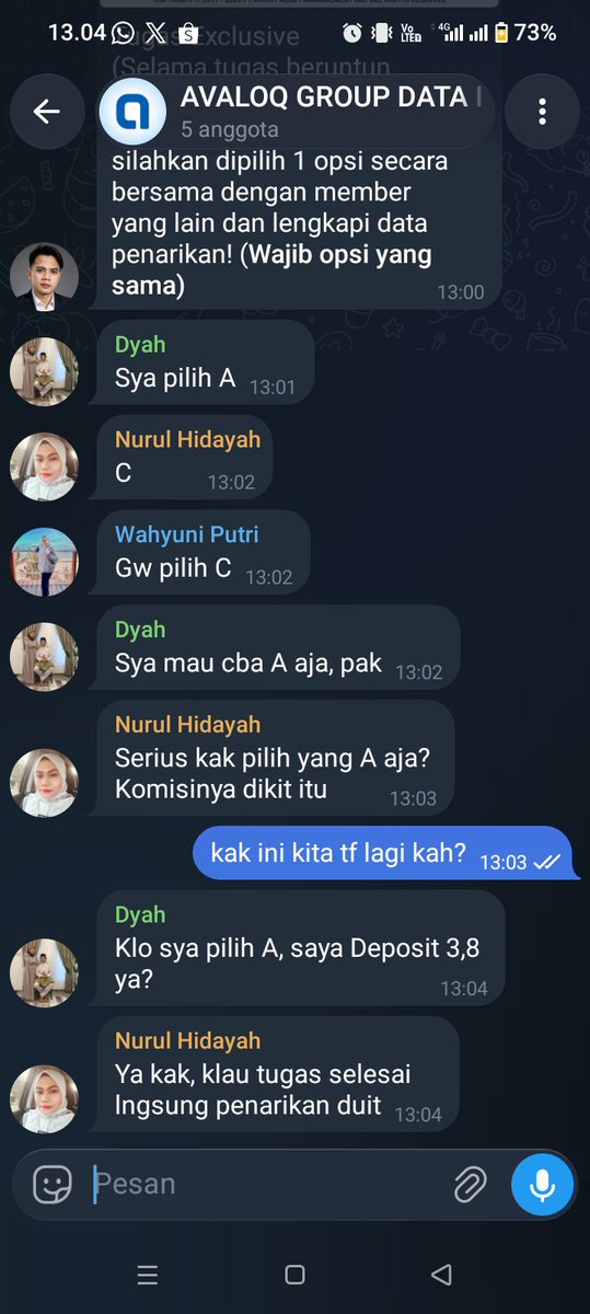 ore0keju's tweet photo. gimana? di suruh nyari pinjeman, berusaha sampe bisa depo buat lanjutin tugas tadi wkwk jujur sempet debat sama satu grup dan mentor karena mereka playing victim semua. Awalnya 2 orang agent ini pilih opsi C dimana depo 10jt tapi 1 orang member pilih opsi A karena duit dia sisa https://t.co/GPm5ad0l3z