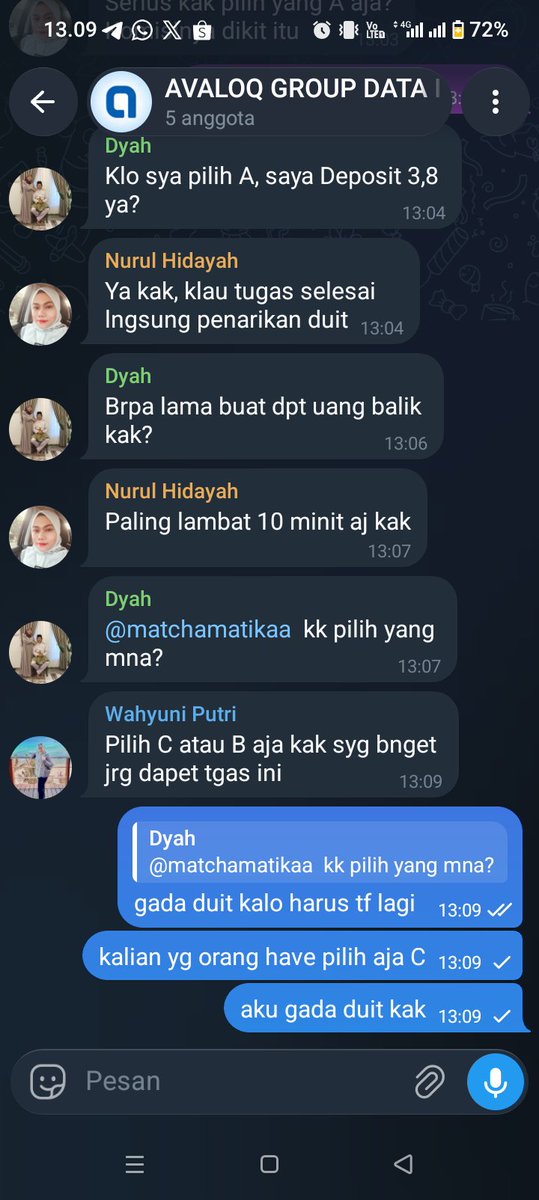 ore0keju's tweet photo. gimana? di suruh nyari pinjeman, berusaha sampe bisa depo buat lanjutin tugas tadi wkwk jujur sempet debat sama satu grup dan mentor karena mereka playing victim semua. Awalnya 2 orang agent ini pilih opsi C dimana depo 10jt tapi 1 orang member pilih opsi A karena duit dia sisa https://t.co/GPm5ad0l3z