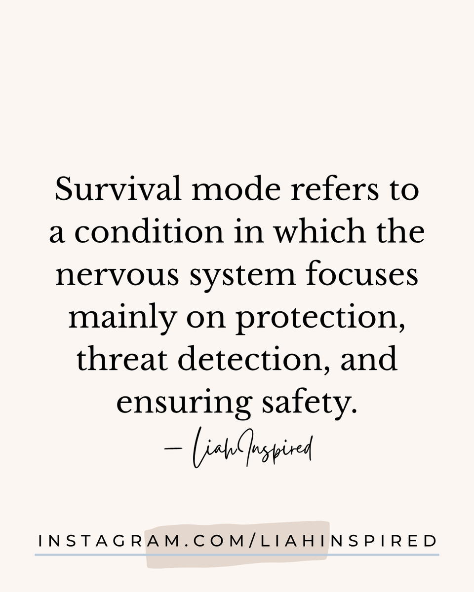 TheLiahInspired's tweet photo. ✨Survival mode refers to a condition in which the nervous system focuses mainly on protection, threat detection, and ensuring safety.

• In survival mode, the body responds not only to the present moment, but also to what it anticipates may happen next. https://t.co/sKwNBSx2VV