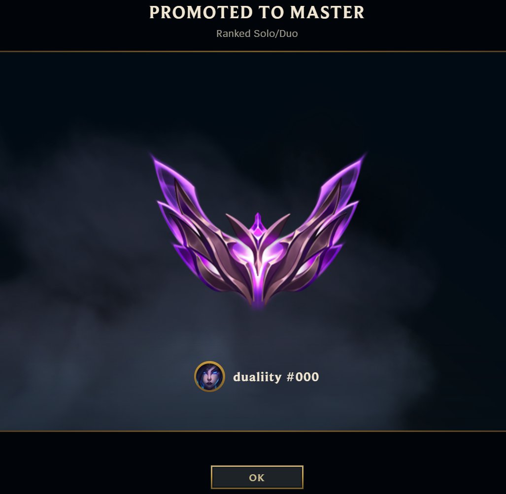 dualiity__'s tweet photo. promo game to masters + 1v9 performance + aegis of valor + pentakill creampie finish

yea i think its time for a second peak 😂😂 https://t.co/6bi6zbhwmR