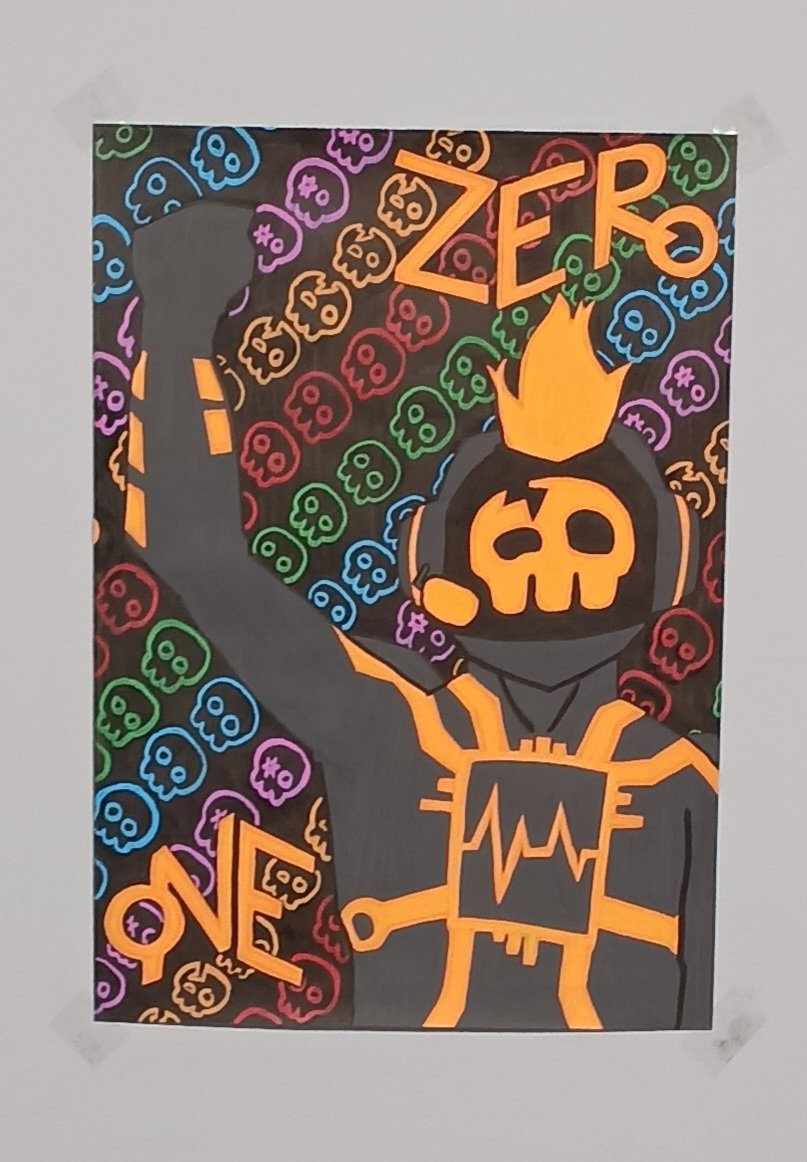 Useernammdd23's tweet photo. Zero one poster i wanted to make for a while...

Didnt turn out like i wanted it too but it still looks great imo

Prob the coolest thing i have in my room next to the mask
#tlt #tltfanart #thelivingtombstone https://t.co/smqW9RmSbZ