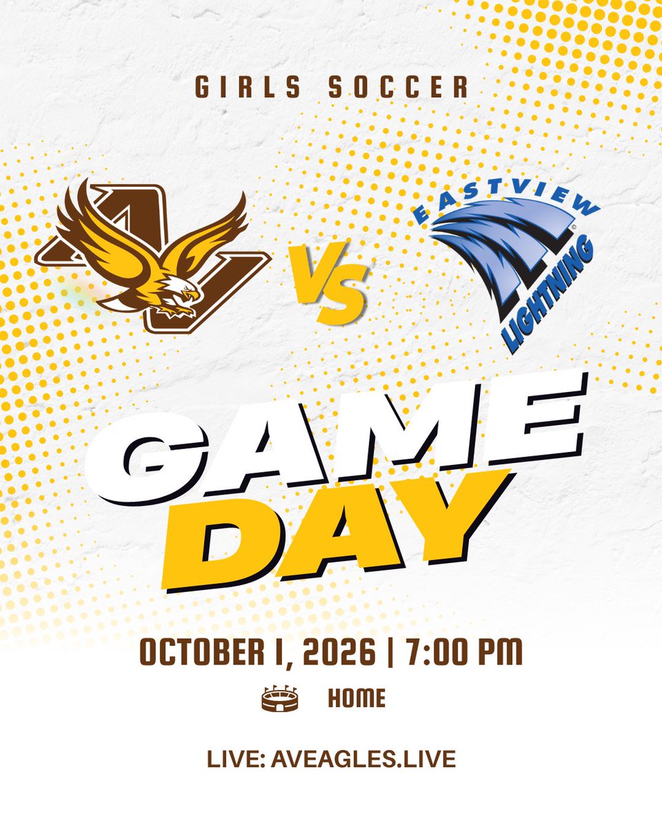 AVEaglesLive's tweet photo. The @AVHSAthletics are ready to make their mark against the @EVHSAthletics! 🦅⚡ Get your eyes on the screen and catch the girls in action live: https://t.co/cNMNv9o18E

#AppleValleyEagles #EastviewLightning #GirlsSoccer #MinnesotaSoccer #HighSchoolSoccer https://t.co/SwBWMNvuA8