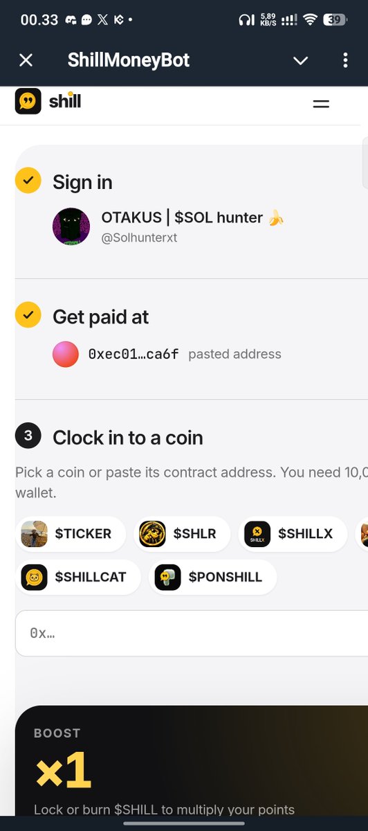 Solhunterxt's tweet photo. https://t.co/E33VfRb7Cv this is the website   
Those who have capital can do this instantly $shill   
Bring 10 usd in $shills   
CA: 0x93cff6dc0cf59680b8d85b9f3312a24bf1a7c1d8   Source : https://t.co/pFgieM8MSx https://t.co/DD42rvMWzi