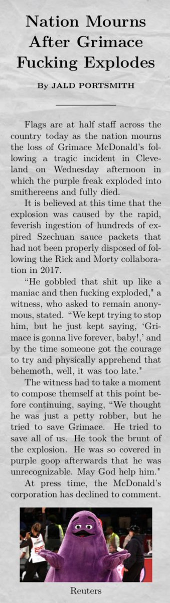 ReverseWerewoof's tweet photo. had to recreate this newspaper
article that I read in a dream https://t.co/oAB2vMon8H