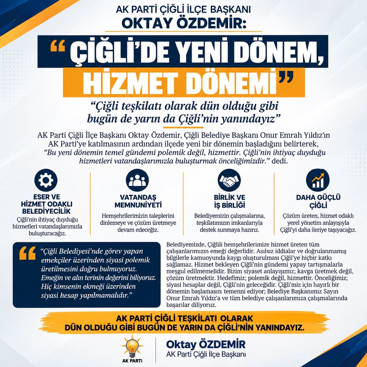 akparti_cigli's tweet photo. Çiğli’de Yeni Dönem Hizmet Dönemi ! https://t.co/wLRdp95yX3