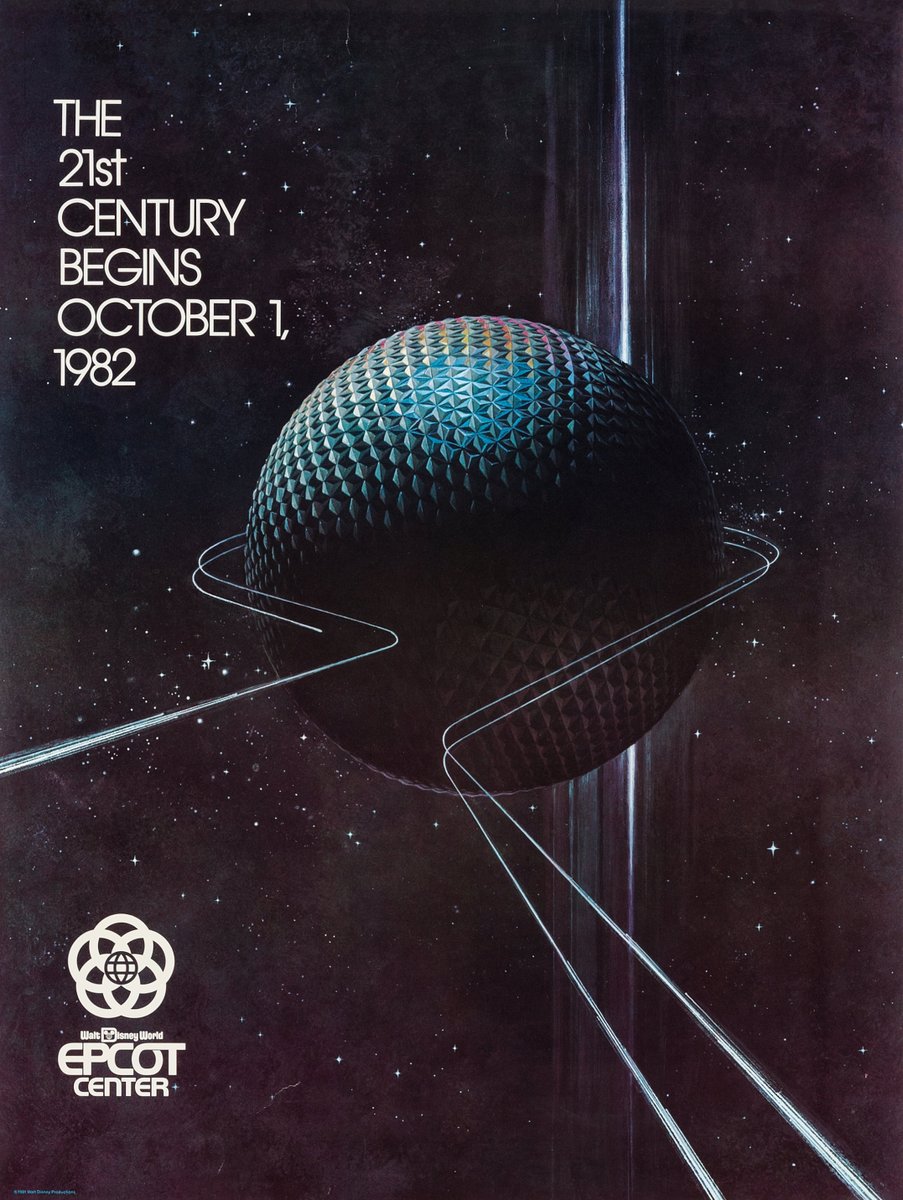 HumanoidHistory's tweet photo. Welcome to the future: EPCOT Center opened to the public 44 years ago today. Walt Disney's dream of an Experimental Prototype Community of Tomorrow was planned as a real city, but after his death in 1966, it became a theme park instead. https://t.co/IT1RBusRjR