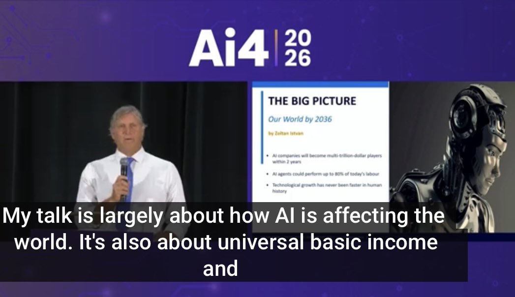 zoltan_istvan's tweet photo. My talk on AI from Ai4 is out! https://t.co/S03j60Gs3t https://t.co/mzYn7eTNGv