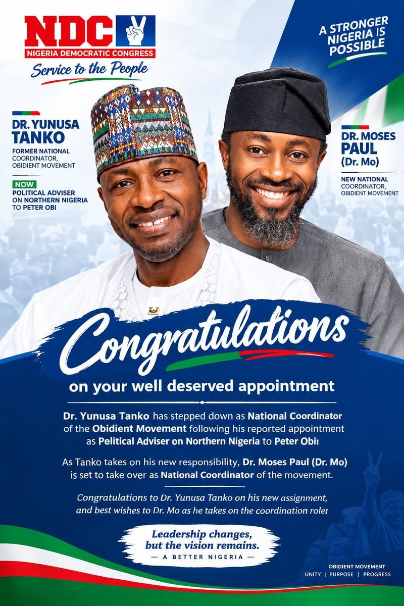 ziter001's tweet photo. Congratulations, my bosses; I remain loyal. May Almighty God guide you in your new appointments. 🙏 https://t.co/L5dvVG2iK7