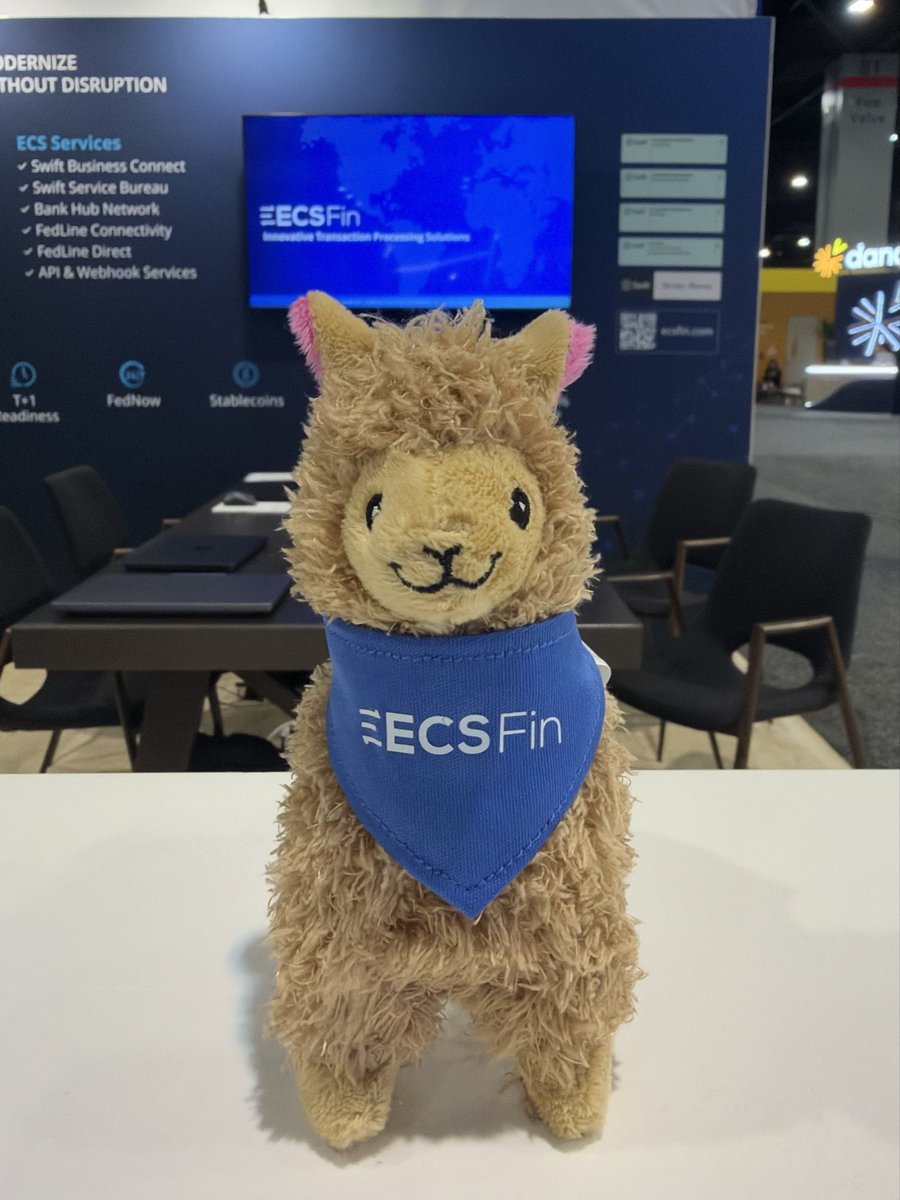 ecsfin's tweet photo. Last day at @Sibos and the gang's still here. We've had great conversations at booth #L038 on preparing for a real-time, always on future. Stop by to say hi, catch a demo or grab a no drama llama 🦙 #Sibos2026 @swiftcommunity #PaymentModernization https://t.co/pJmIbAMLq6
