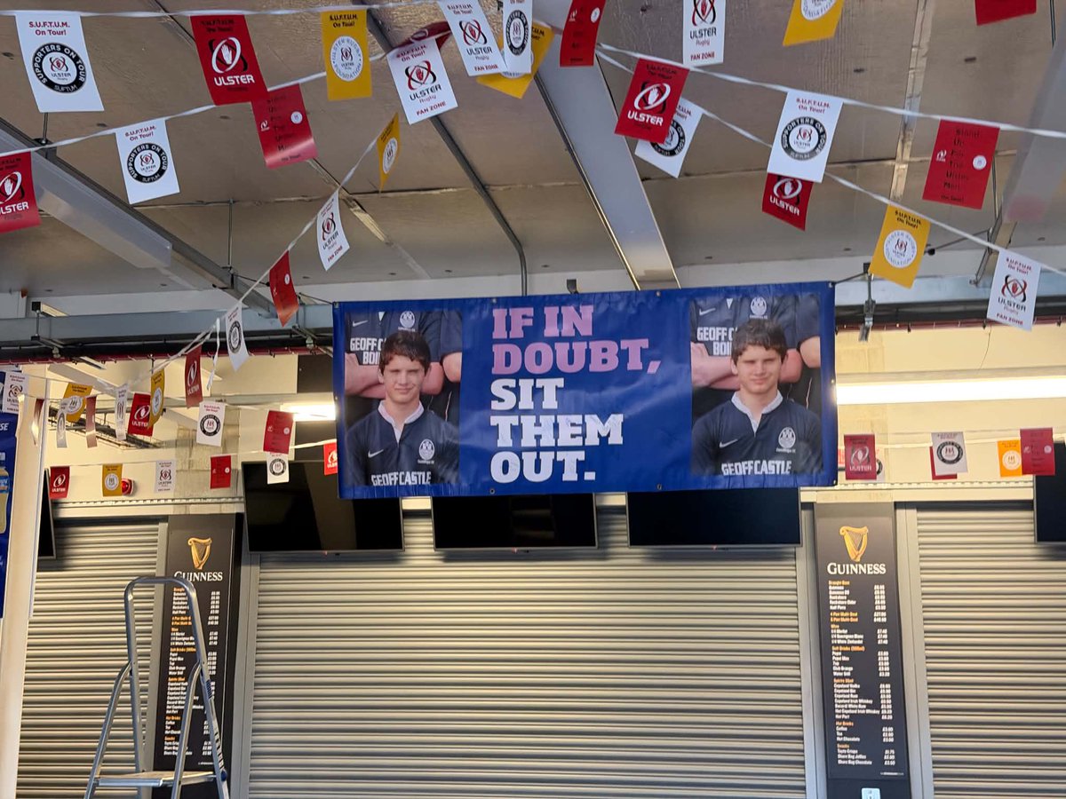 MarkHun23432227's tweet photo. Pride of place at the Ulster Supporters Bar at Ravenhill (Affidea)
Will remain a permanent fixture to remind people of the important message.
If In Doubt Sit Them Out rugby is an important game but nothing is more important than your health. 
@peterrobinson86 
@DvoRobinson 💔❤️‍🩹❤️ https://t.co/KDiesXia0T