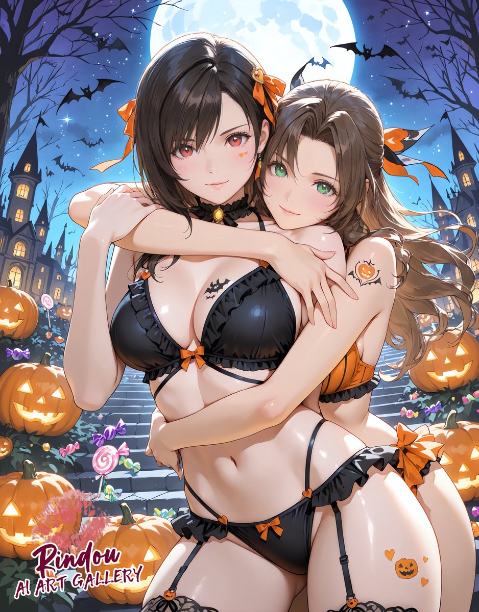 RedBeard420Sir's tweet photo. It's officially the first day of the Spooky Month! I'm excited and so are Tifa and Aerith #FFVII #FinalFantasy #Tifa #Aerith #Halloween #Spooky #October https://t.co/NIHTnTpLti