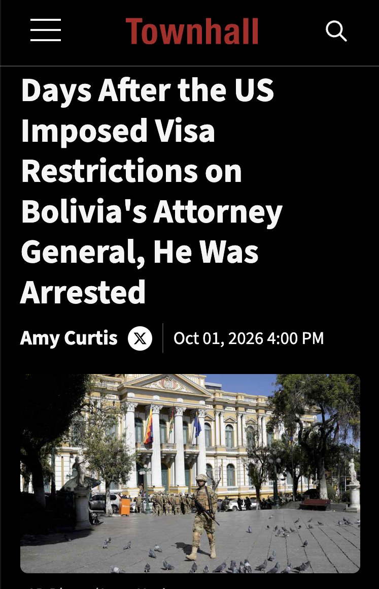 RantyAmyCurtis's tweet photo. Days After the US Imposed Visa Restrictions on Bolivia's Attorney General, He Was Arrested

https://t.co/rrjcafRZcn https://t.co/TXyPTD3GNx