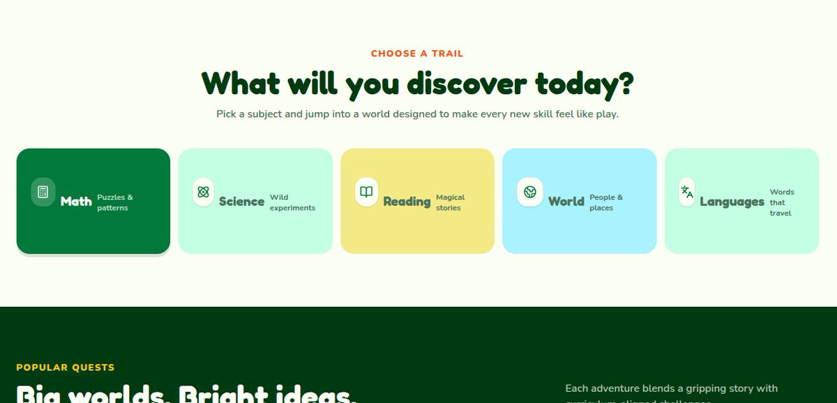 CSGamila's tweet photo. Wonder Trail — an interactive adventure-style roadmap built to make learning feel a little more fun.
Skill Garden: Growing plants that reflect your skill progress.Daily Missions: Complete tasks to unlock surprises.Pip’s Corner: A mood-based companion with day/night mode.#Nextjs https://t.co/BK4B5DccWR