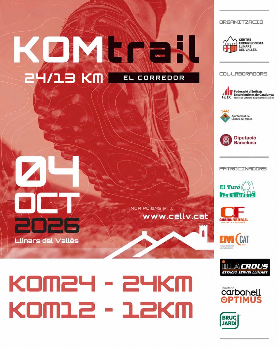 CELlinarsValles's tweet photo. 🟥⬛️La KOMTrail Corredor-10è edició.

#KomTrail #kom24 #kom12 #cursesdemuntanya #corredormontnegre #curses
#trailrunning #trail #illacrous #ferreteriacarbonell #brucjardi #aventum #MJB_EMCat #Carrera_fusters #jardineriaturo

@FEEC_cat @ajllinarsvalles @xarxadeparcs @9hSports https://t.co/69sDAjqhO2