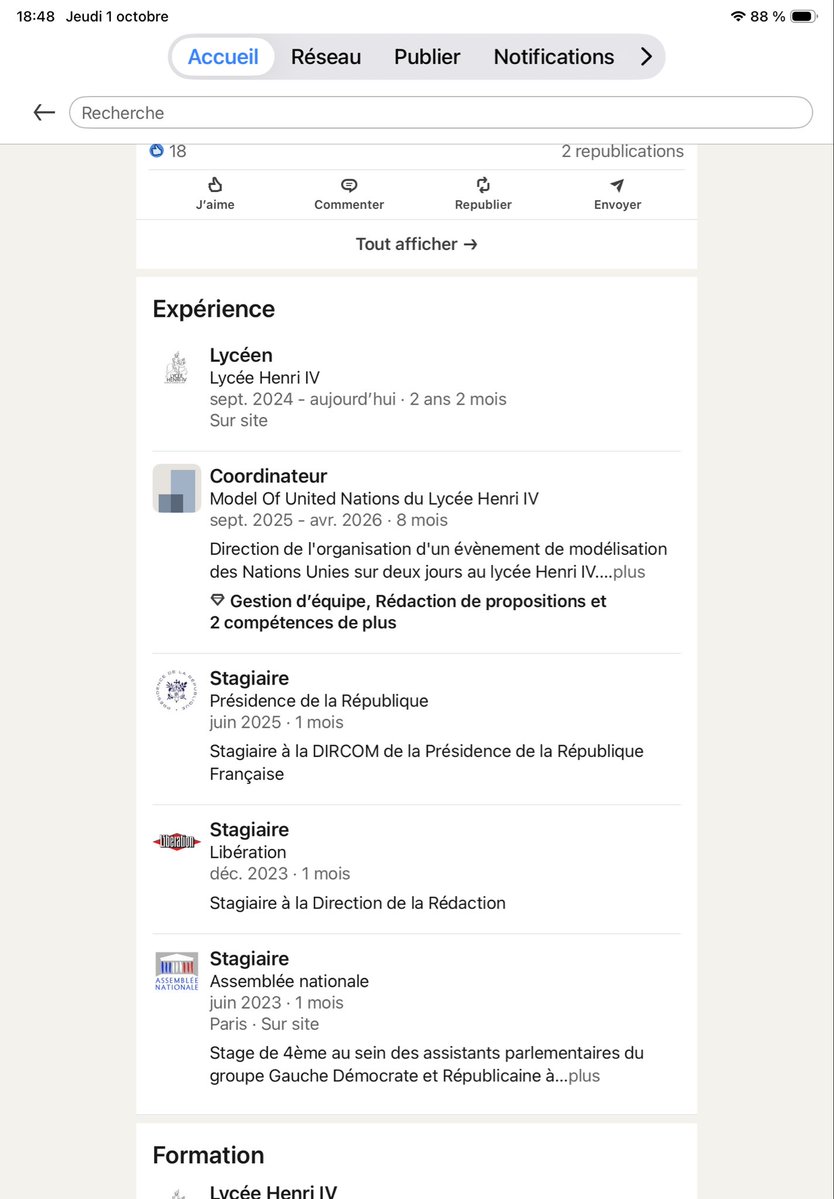 thomine1408's tweet photo. @BFMTV Philémon Jouglet Marcus
Stagiaire à la présidence de la république, à l’assemblée nationale 

Bref un garçon avec un carnet d’adresses fourni https://t.co/NHAJuVYbgw