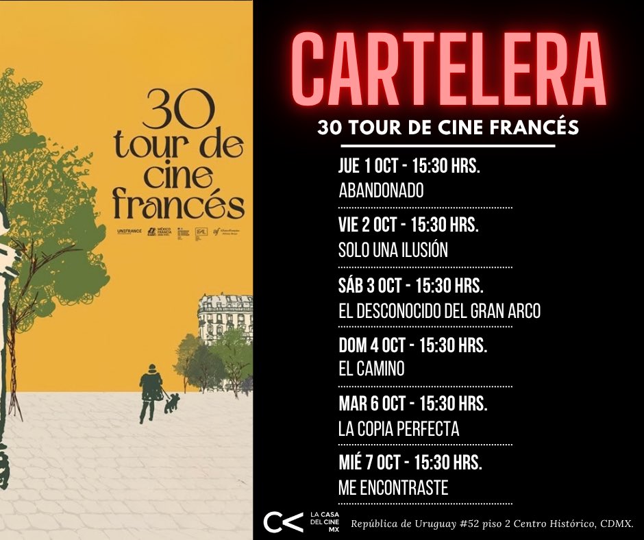 CasadelCineMx's tweet photo. ¡Llegó la cartelera! 👀🍿

Mira todo lo que tenemos preparado para ti esta semana ❤️🎞️

📍 Por el momento, nuestra página web y la venta en línea están suspendidas.
🎟️ Puedes conseguir tus boletos directo en taquilla para las funciones del día en curso, a partir de las 13 hrs https://t.co/KUDJVcb8Cd